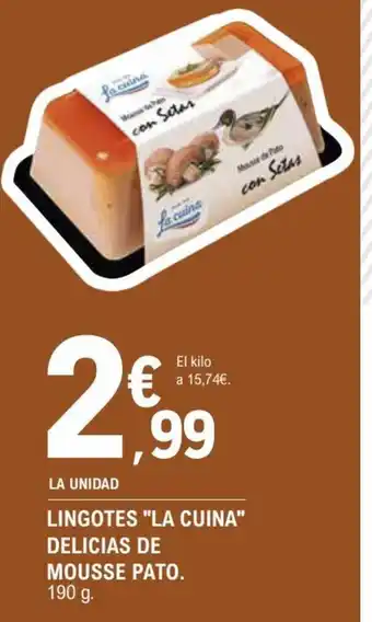 E.Leclerc Lingotes La Cuina Delicias de Mousse Pato oferta