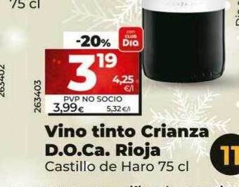 Dia Vino tinto crianza d.o.ca. rioja castillo de haro oferta