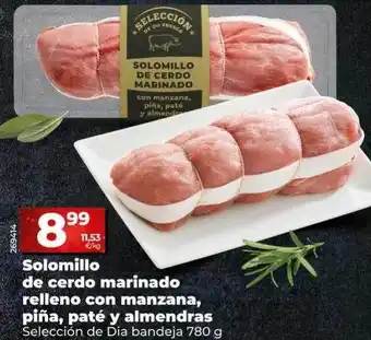 Dia Solomillo de cerdo marinado relleno con manzana, piña, paté y almendras selección de dia oferta