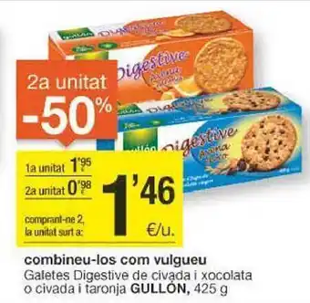 BonpreuEsclat 2a unitat -50% galetes digestive de civada i xocolata o civada i taronja gullón oferta