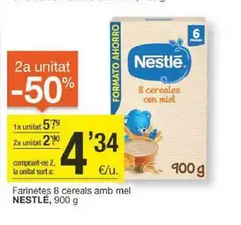 BonpreuEsclat 2a unitat -50% farinetes 8 cereals amb mel nestlé oferta