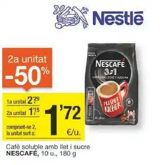 BonpreuEsclat 2a unitat -50% cafè soluble amb llet i sucre nescafé oferta