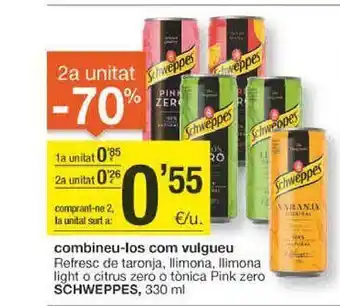 BonpreuEsclat Refresc de taronja, llimona, llimona light o citrus zero o tònica pink zero schweppes oferta