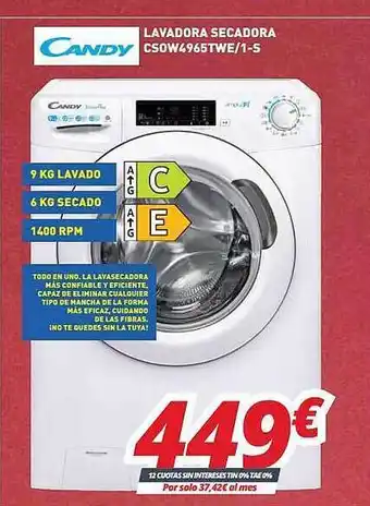 Mi electro Candy lavadora secadora csow4965 twe 1-s oferta