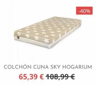 Hogarium -40% colchón cuna sky hogarium 65,39 € 108,99 € oferta