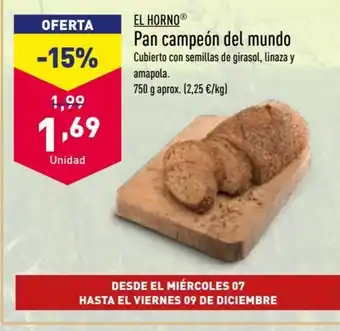 ALDI El Horno Pan Campeón del mundo oferta