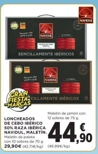 Hipercor Loncheados De Cebo Ibérico 50% Raza Ibérica Navidul, Maletín oferta