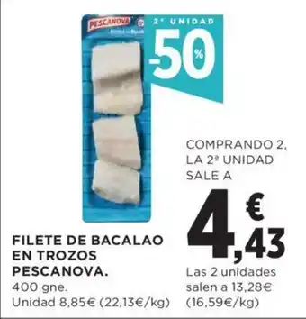 Hipercor Filete de Bacalao En Trozos Pescanova oferta