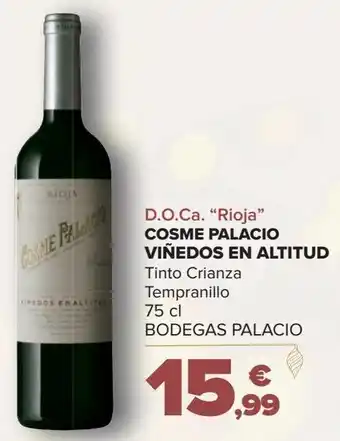 Carrefour D.o.ca. "rioja" cosme palacio viñedos en altitud oferta