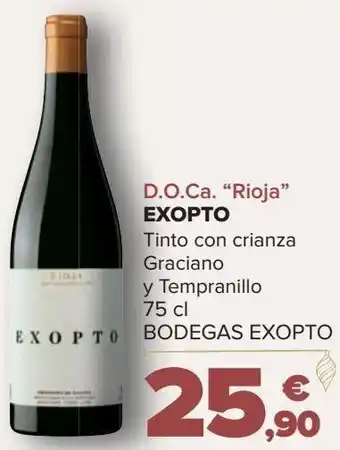 Carrefour D.o.ca. "rioja" exopto tinto con crianza oferta