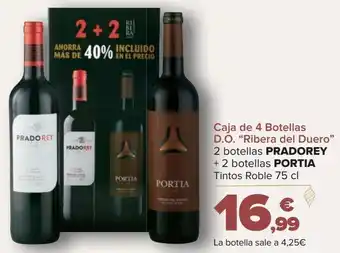 Carrefour Caja de 4 botellas d.o. "ribera del duero" pradorey, portia oferta
