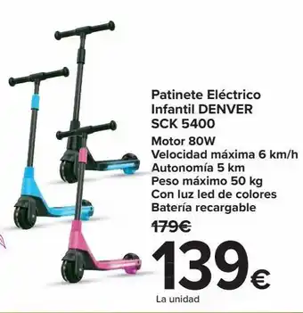 Carrefour Patinete eléctrico infantil denver oferta