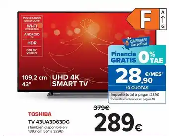 Carrefour Thosiba tv 43ua3d63dg oferta