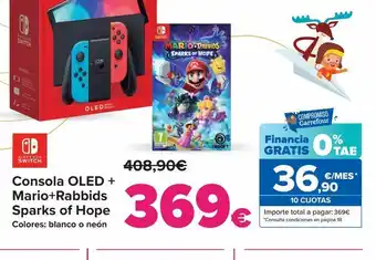 Carrefour Consola oled + mario + rabbids sparks of hope nintendo switch oferta