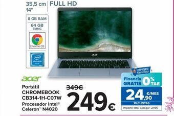 Carrefour Portátil chromebook cb314-1h-co7w acer oferta