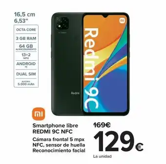 Carrefour Smartphone libre redmi 9c nfc oferta