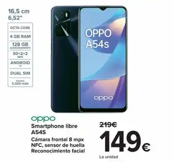 Carrefour Smartphone libre a54s oppo oferta