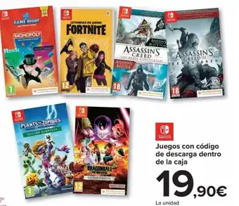 Carrefour Juegos con código de descarga dentro de la caja nintendo switch oferta