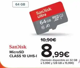Carrefour Microsd class 10 uhs-i sandisk oferta