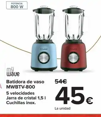 Carrefour Batidora de vaso mwbtv-800 wave oferta