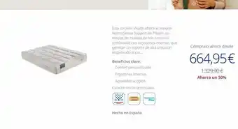 Beds Este colchón vivaldi ofrece el soporte normasense support de pikolin, su bloque de muelles de hilo continuo combinado con erg oferta