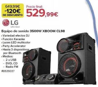 Costco Lg equipo de sonido 3500w xboom cl98 oferta