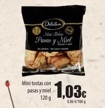 Spar Tenerife Mini tostas con pasas y miel oferta