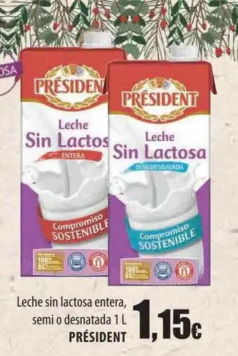 Spar Tenerife Leche sin lactosa entera semi o desnatada président oferta
