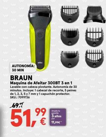Worten Braun maquina de afeitar 300bt 3 en 1 oferta