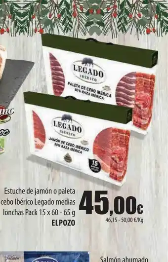 Spar Tenerife Estuche de jamón o paleta cebo ibérico legado medias lonchas elpozo oferta