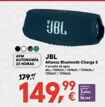 Worten Jbl altavoz bluetooth charge 5 oferta
