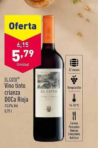ALDI El coto vino tinto crianza doca rioja oferta