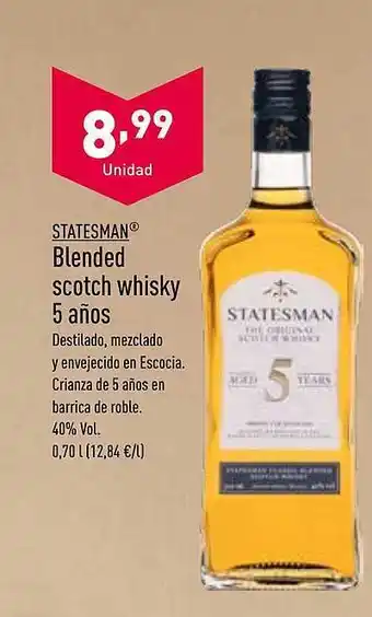 ALDI Statesman blended scotch whisky 5 años oferta