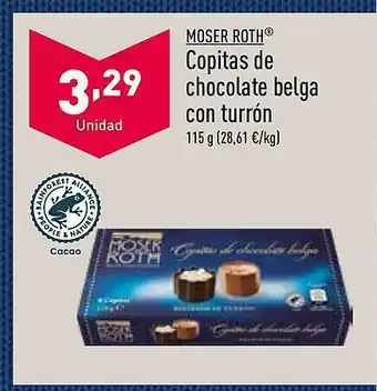 ALDI Moser roth copitas de chocolate belga con turrón oferta
