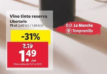 Lidl Vino tinto oferta