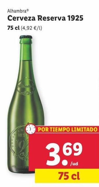 Lidl Cerveza alhambra oferta
