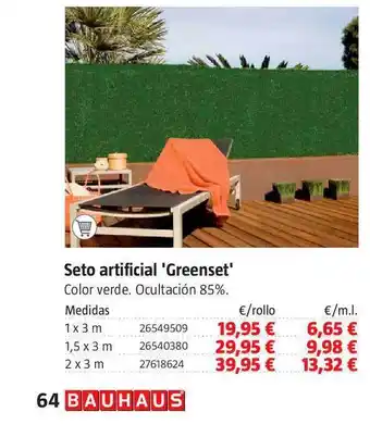 Bauhaus 'Greenset' Seto Artificial 1 x 3m oferta