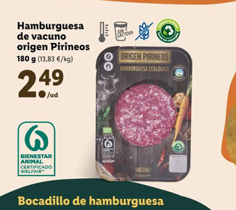 Lidl Hamburguesa de Vacuno Origen Pirineos oferta