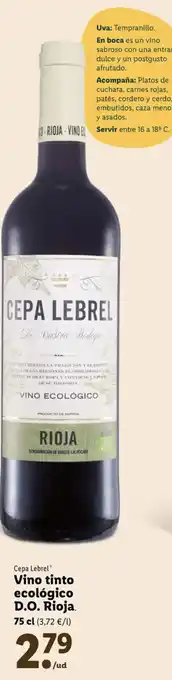 Lidl Vino Tinto Ecológico D.O. Rioja oferta