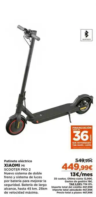El Corte Inglés Panitente Eléctrico Xiaomi Mi Scooter Pro 2 oferta