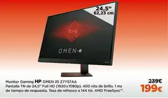 El Corte Inglés Hp Monitor Gaming Omen 25 Z7y57aa oferta