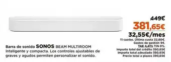 El Corte Inglés Sonos Barra De Sonido Beam Multiroom oferta
