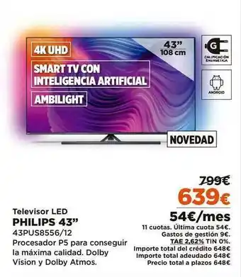 El Corte Inglés Televisor Led Philips 43 oferta