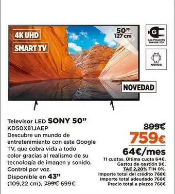 El Corte Inglés Sony 50" Televisor Led oferta