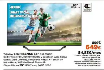 El Corte Inglés Hisense 65 Televisor Led oferta