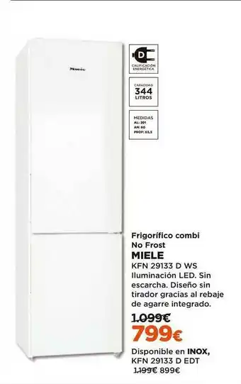 El Corte Inglés Miele Frigorifico Combi No Frost Kfn 29133 D Ws oferta
