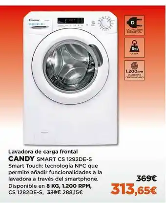 El Corte Inglés Candy Lavadora De Carga Frontal Smart Cs 1292de-s oferta
