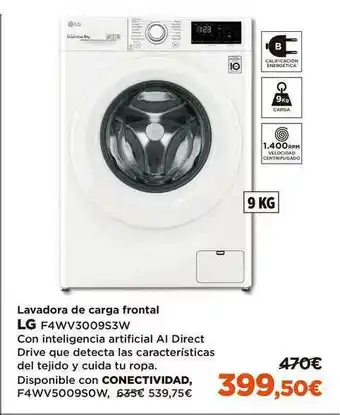 El Corte Inglés Lg Lavadora De Carga Frontal F4wv3009s3w oferta