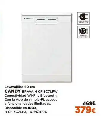 El Corte Inglés Candy Lavavajillas 60 Cm Brava H Cf 3c7lfw oferta