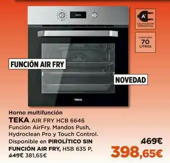 El Corte Inglés Teka Horno Multifunción Air Fry Hcb 6646 oferta